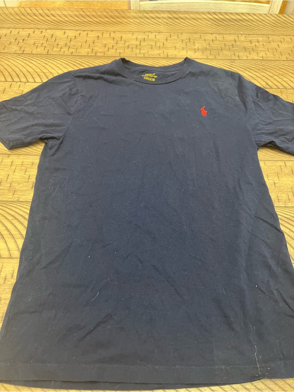 Boy’s Polo by Ralph Lauren Navy Short Sleeve Crew T‑Shirt with Red Pony Size Lg